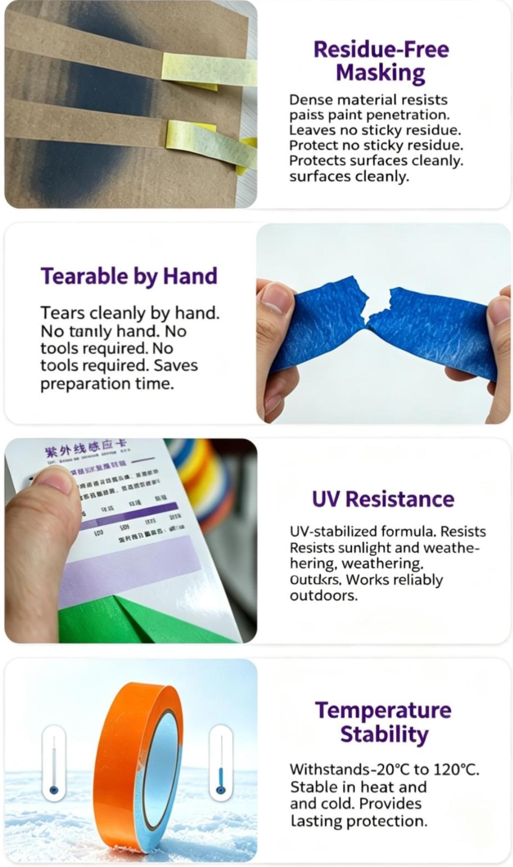 High-Temperature UV-Resistant Crepe Masking Tape Details