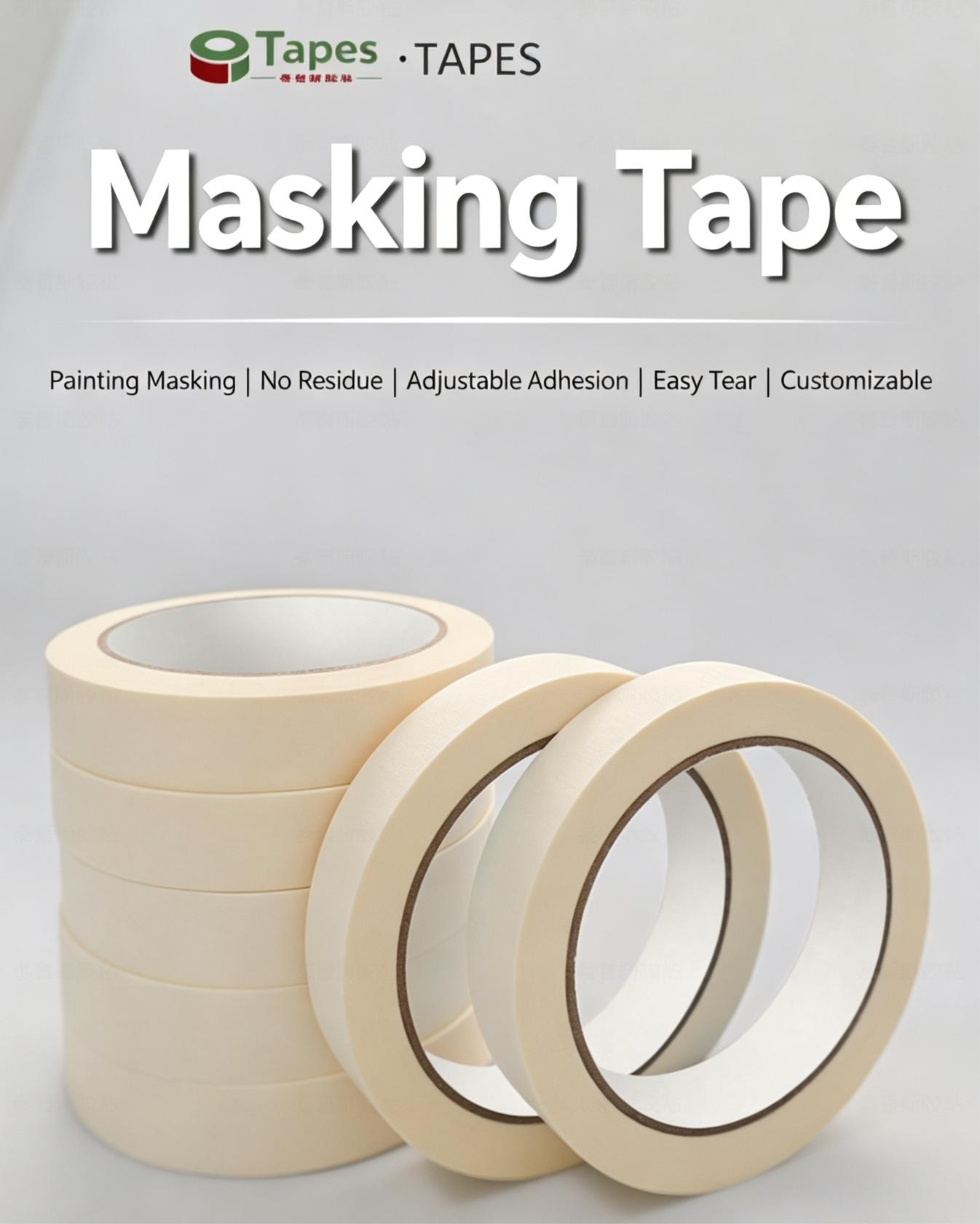 Writable White Crepe Paper masking Tape for Spray Masking, Curves & Corners