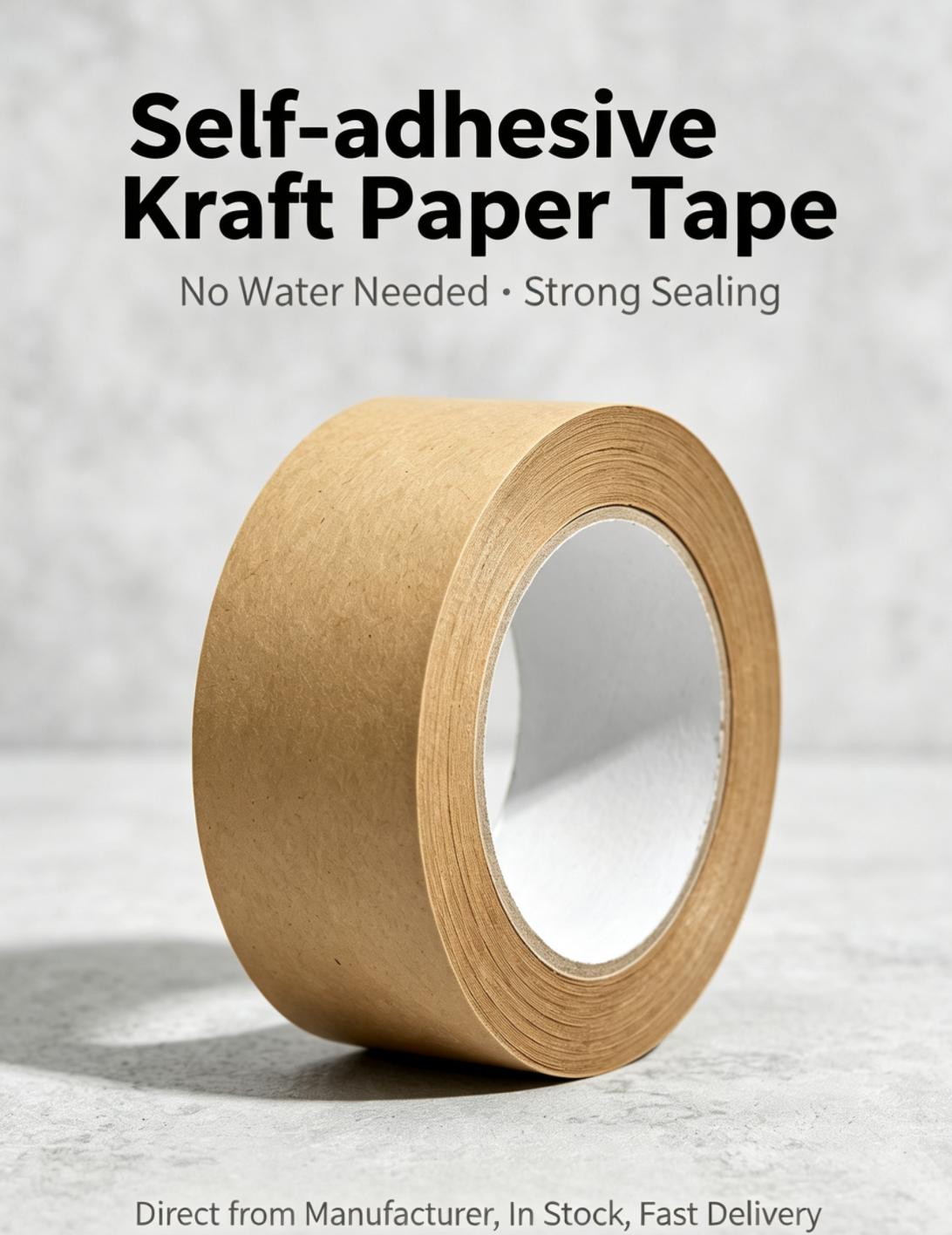Hand‑Tear Eco‑Friendly Self Adhesive Writeable Brown Kraft Paper Tape