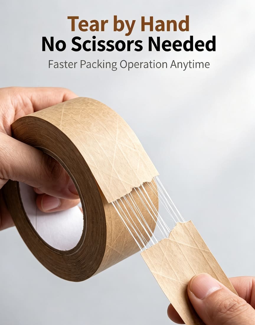 Self Adhesive Waterproof PE Film Laminated Fiber Reinforced Kraft Paper Tape Self Adhesive Waterproof PE Film Laminated Fiber Reinforced Kraft Paper Tape