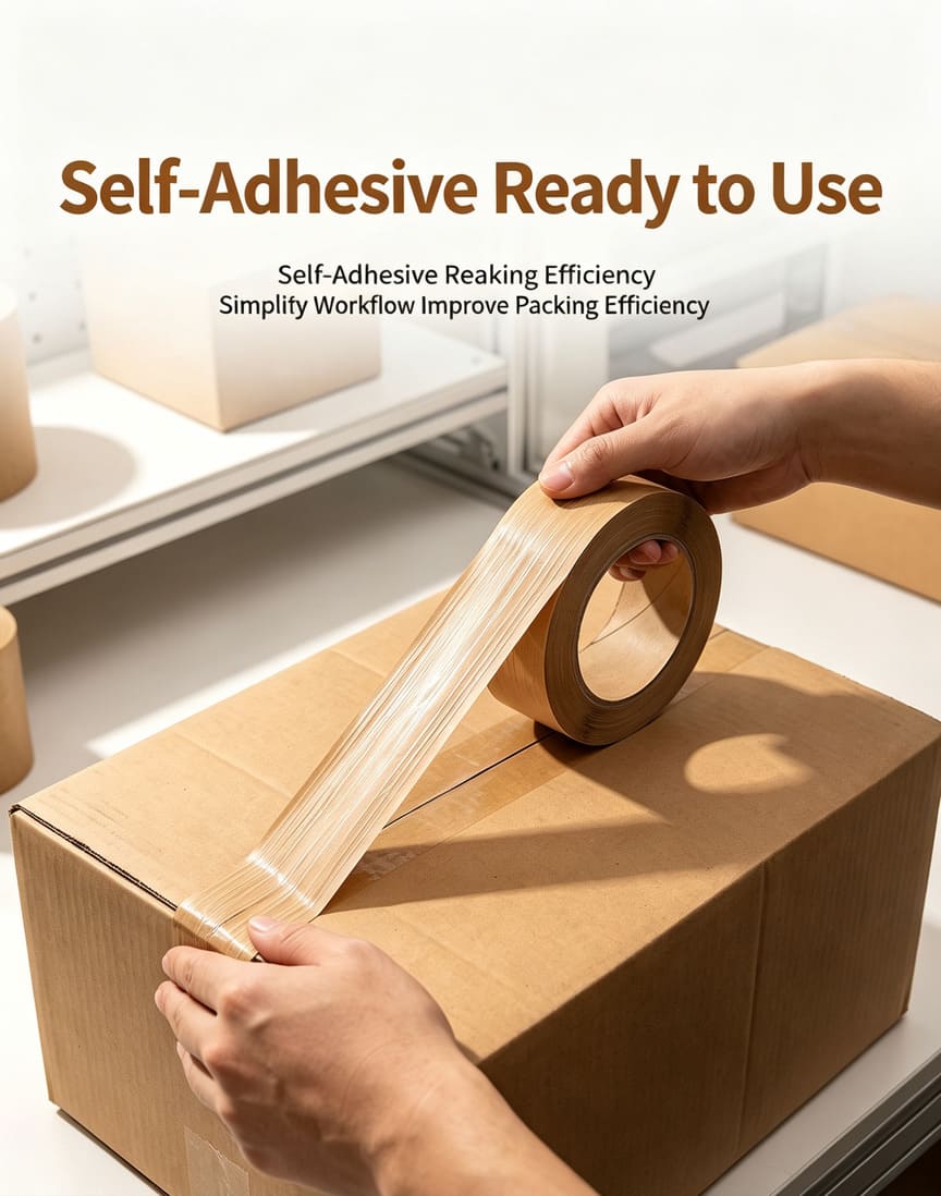 Self Adhesive Waterproof PE Film Laminated Fiber Reinforced Kraft Paper Tape Self Adhesive Waterproof PE Film Laminated Fiber Reinforced Kraft Paper Tape