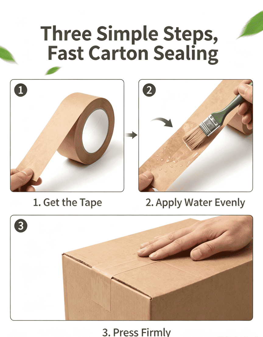 Eco-Friendly Water-Activated Brown Kraft Paper Tape Eco-Friendly Water-Activated Brown Kraft Paper Tape