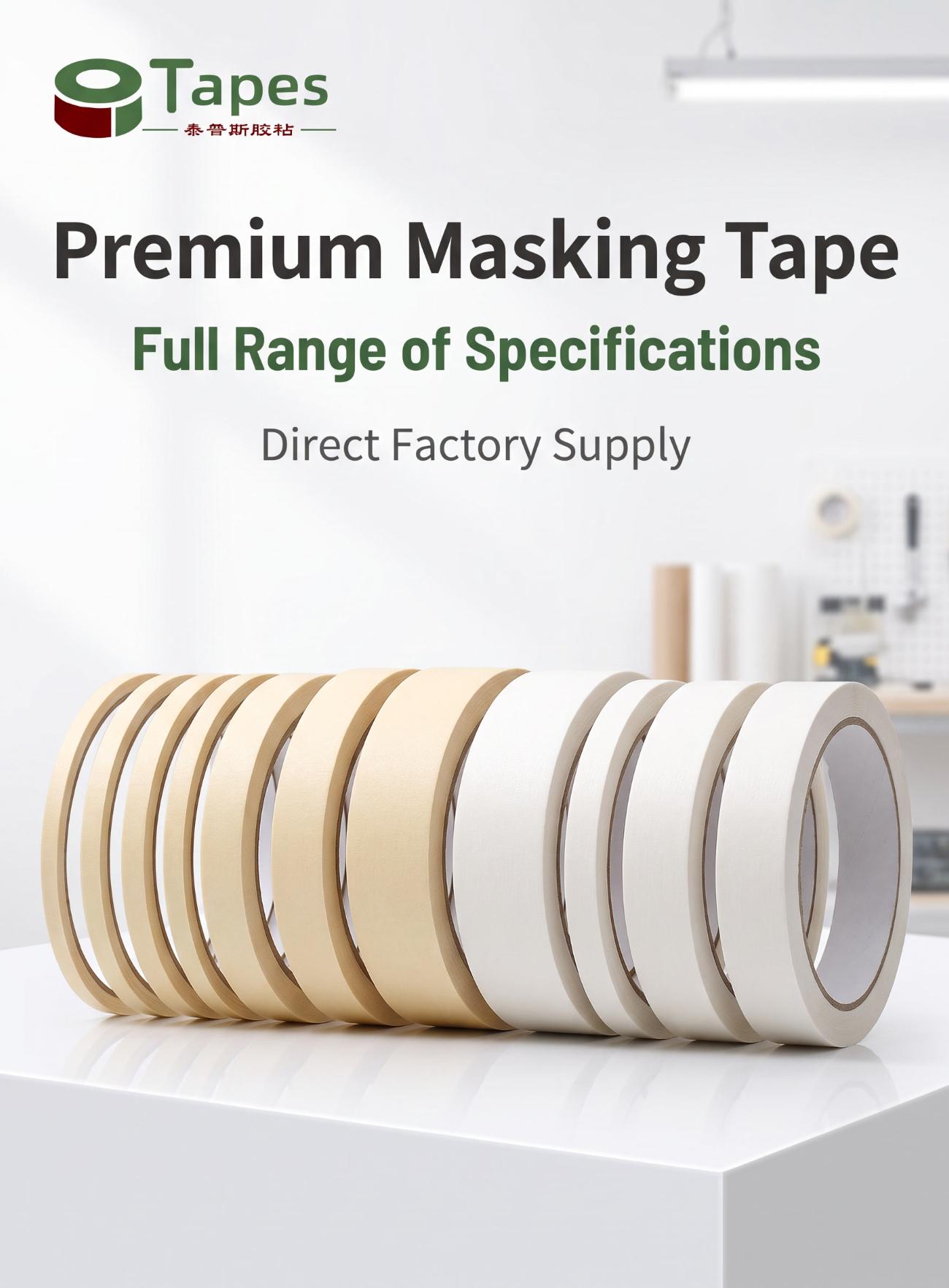 Writable White Crepe Paper masking Tape for Spray Masking, Curves & Corners Writable White Crepe Paper masking Tape for Spray Masking, Curves & Corners