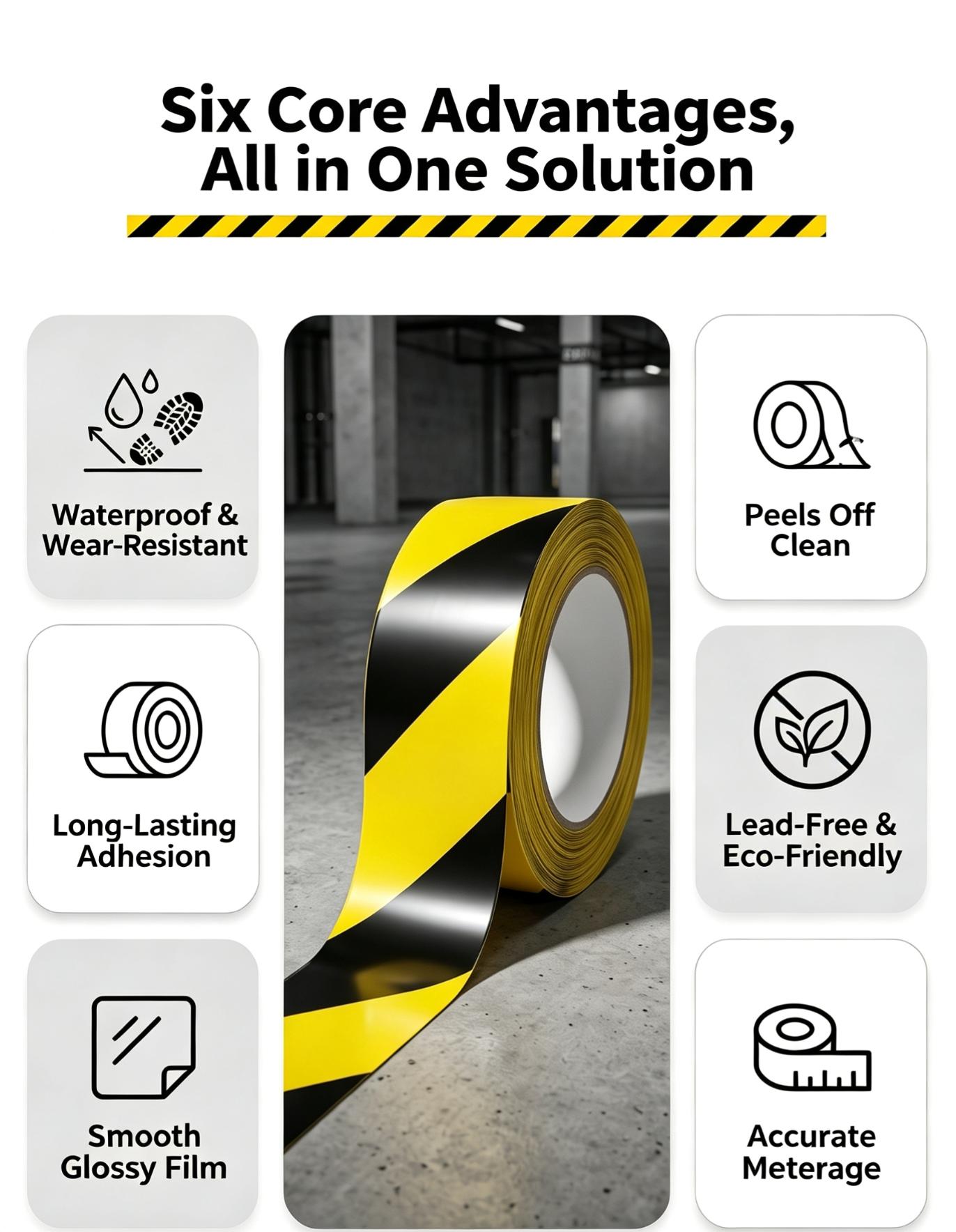 Waterproof Hazard Warning PVC Floor Marking Safety Tape Waterproof Hazard Warning PVC Floor Marking Safety Tape