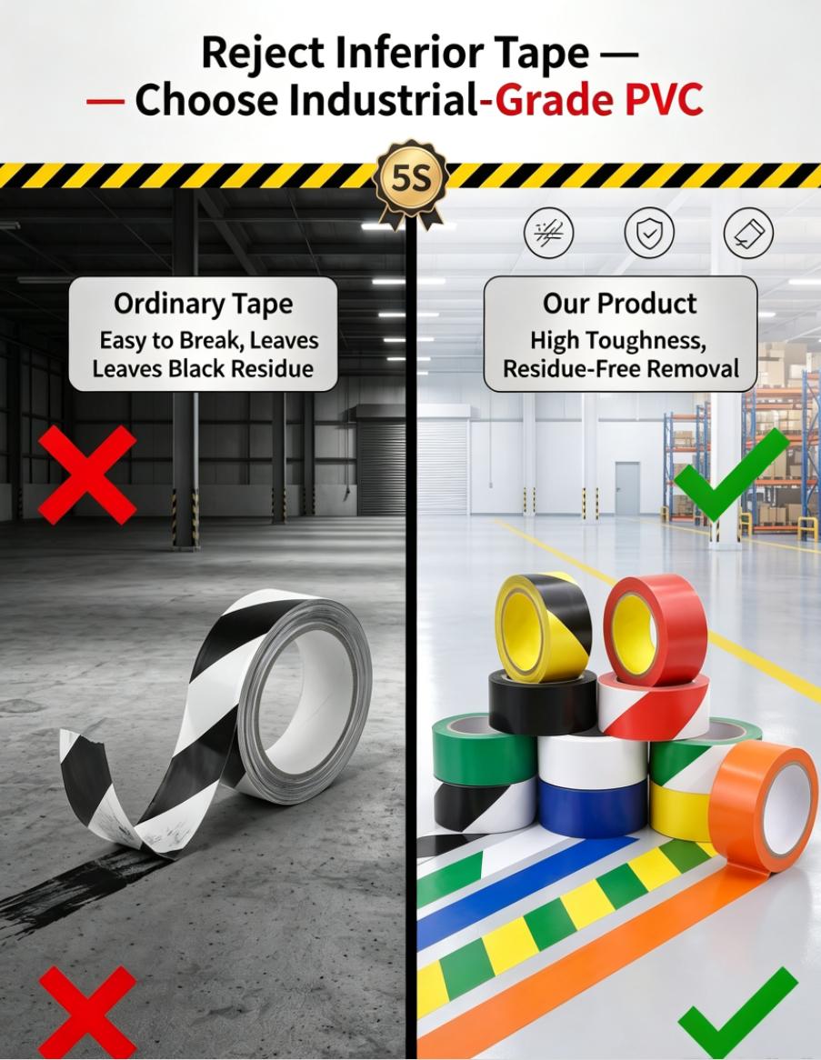 Waterproof Hazard Warning PVC Floor Marking Safety Tape Waterproof Hazard Warning PVC Floor Marking Safety Tape