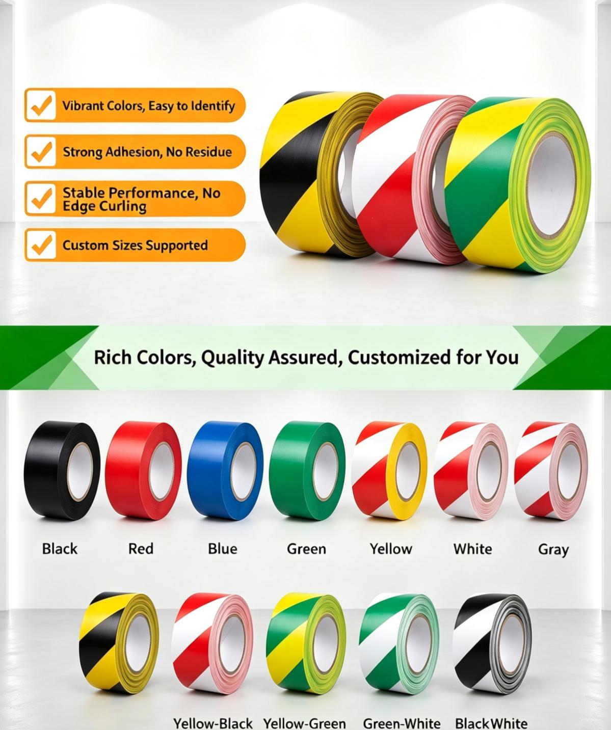 Waterproof Hazard Warning PVC Floor Marking Safety Tape Waterproof Hazard Warning PVC Floor Marking Safety Tape