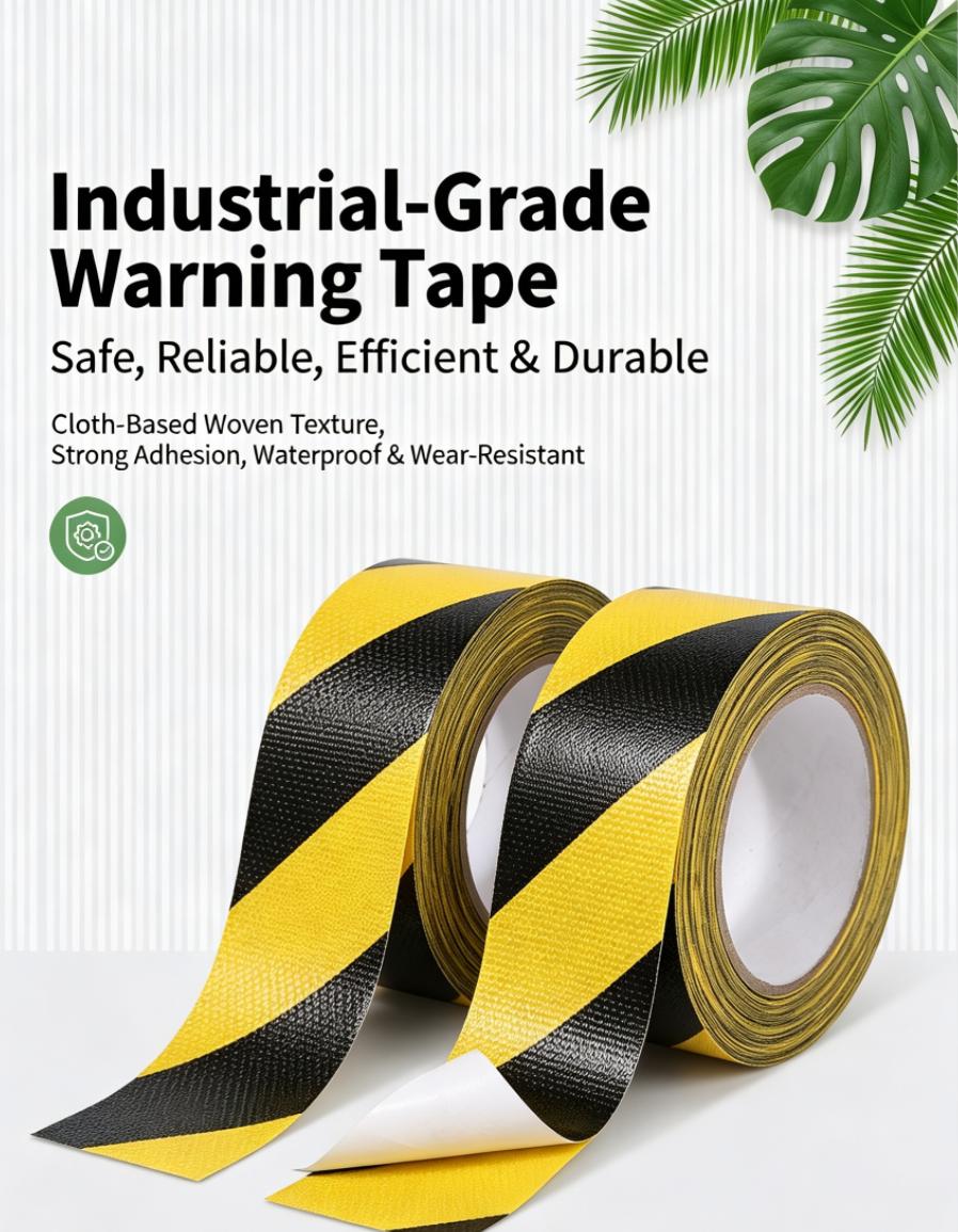 Black Yellow Diagonal Stripe Cloth Duct Warning Tape For Floor Safety Marking Black Yellow Diagonal Stripe Cloth Duct Warning Tape For Floor Safety Marking