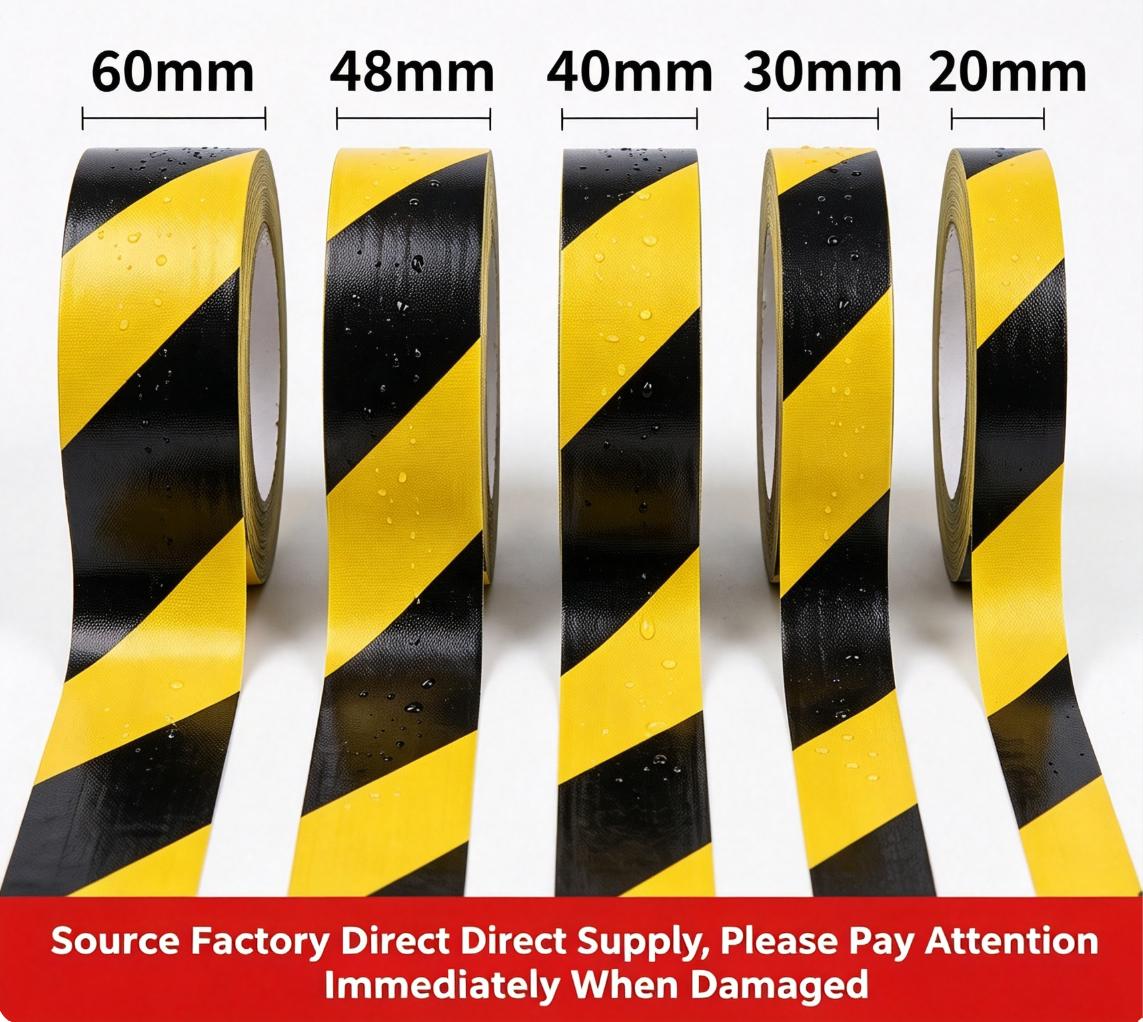 Black Yellow Diagonal Stripe Cloth Duct Warning Tape For Floor Safety Marking Black Yellow Diagonal Stripe Cloth Duct Warning Tape For Floor Safety Marking
