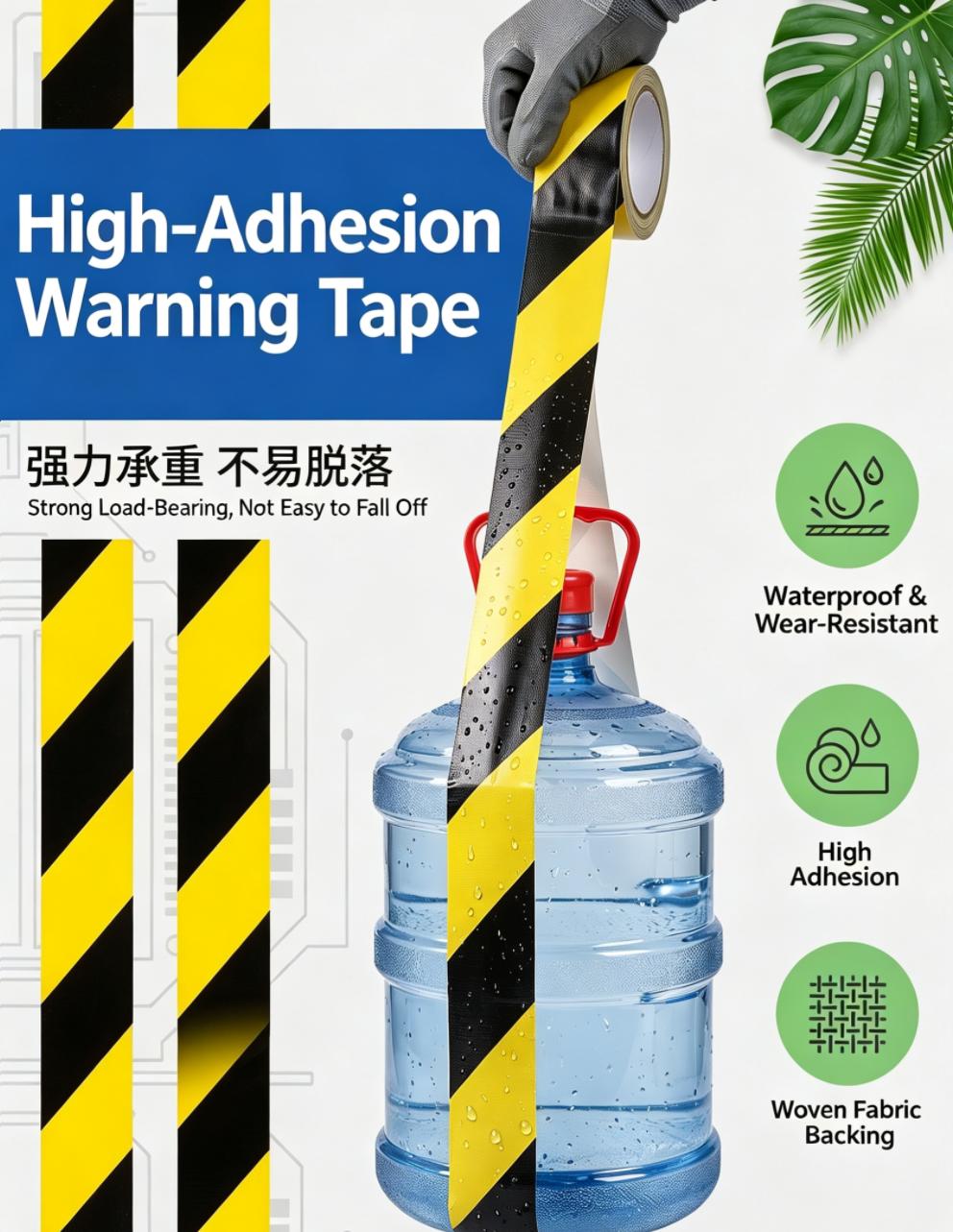 Black Yellow Diagonal Stripe Cloth Duct Warning Tape For Floor Safety Marking Black Yellow Diagonal Stripe Cloth Duct Warning Tape For Floor Safety Marking