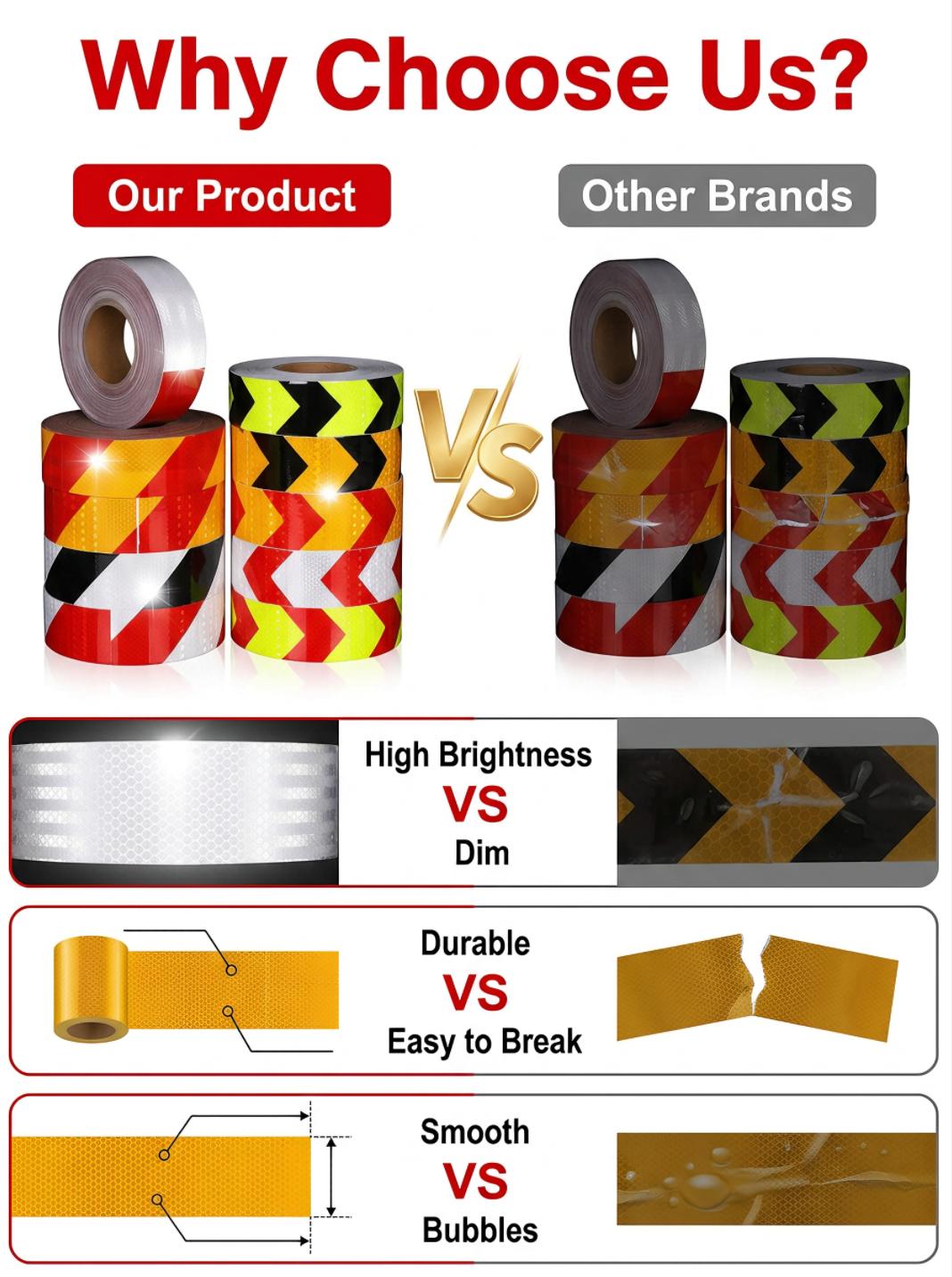 High Visibility PVC Reflective Adhesive Tape for Car Truck Trailer Safety Warning High Visibility PVC Reflective Adhesive Tape for Car Truck Trailer Safety Warning
