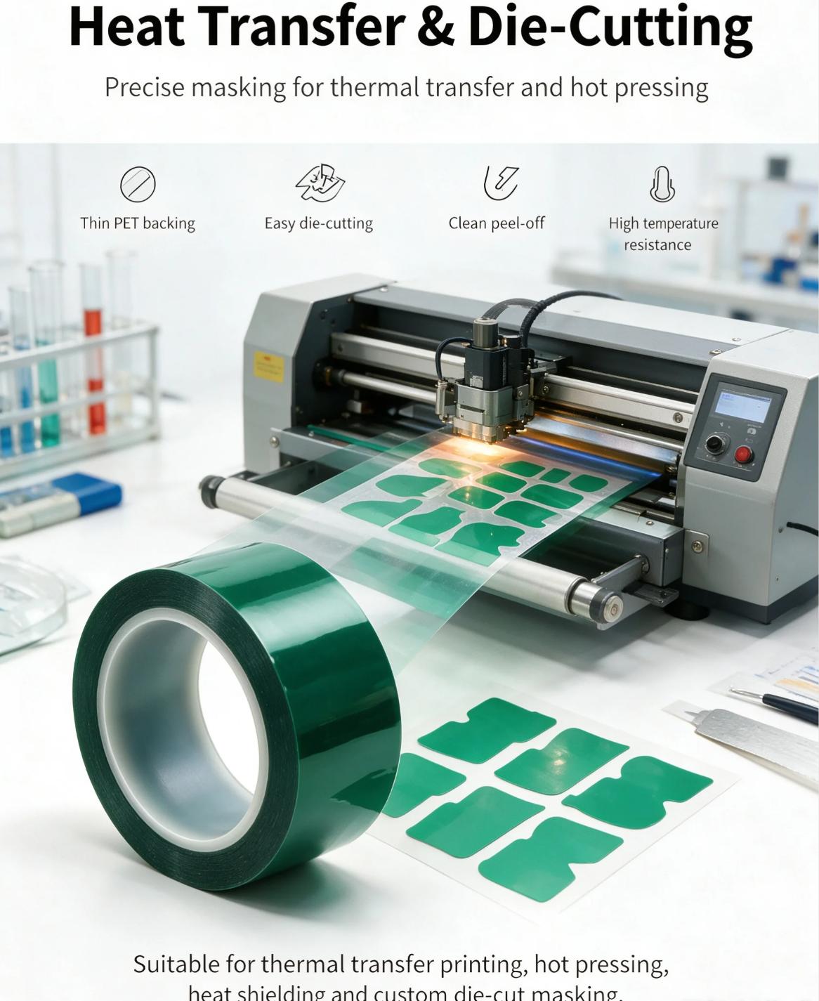 Industrial Heat Resistance Insulating Green PET Silicone High‑Temperature Masking Tape Industrial Heat Resistance Insulating Green PET Silicone High‑Temperature Masking Tape