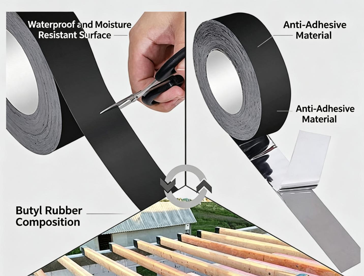 Self‑Adhesive Deck Joist Flashing Tape for Wood Beams Screw Hole Sealing Self‑Adhesive Deck Joist Flashing Tape for Wood Beams Screw Hole Sealing
