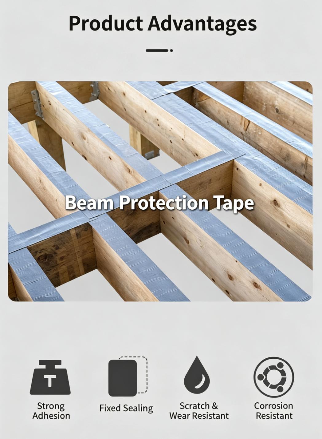 Self‑Adhesive Deck Joist Flashing Tape for Wood Beams Screw Hole Sealing Self‑Adhesive Deck Joist Flashing Tape for Wood Beams Screw Hole Sealing
