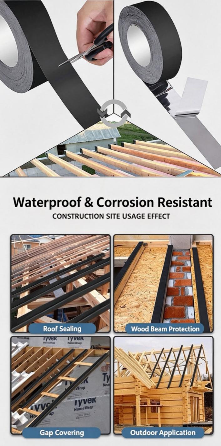 Self‑Adhesive Deck Joist Flashing Tape for Wood Beams Screw Hole Sealing Self‑Adhesive Deck Joist Flashing Tape for Wood Beams Screw Hole Sealing